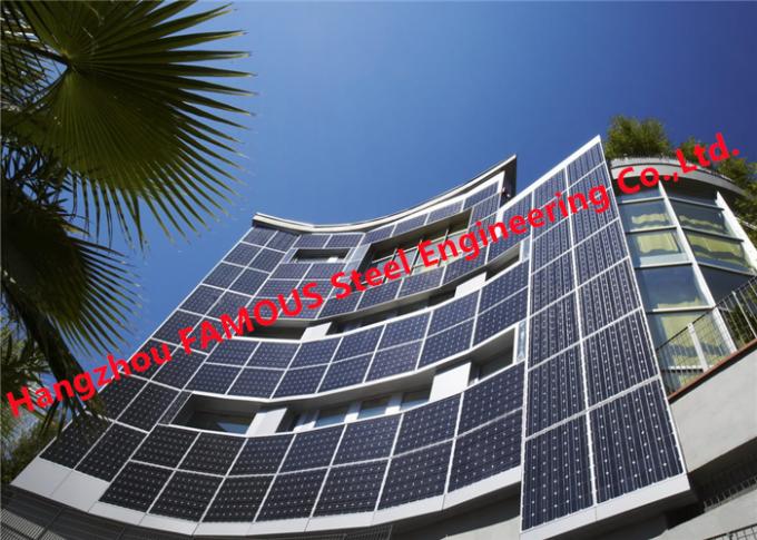 Güneş Enerjili BIPV Cam Giydirme Cephe Binası Entegre Fotovoltaik Modüller Sistemi 0