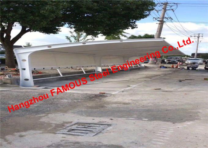 Dış Mekan Otopark Güneşlik Çelik Çerçeve Barınaklar Kemerli Çatılı PVC Kumaşlı Tek Eğimli Carport 0